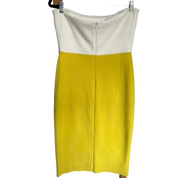 Amanda Uprichard Arie Dress Strapless Two Tone Midi Bodycon Yellow Size Large - Picture 7 of 12